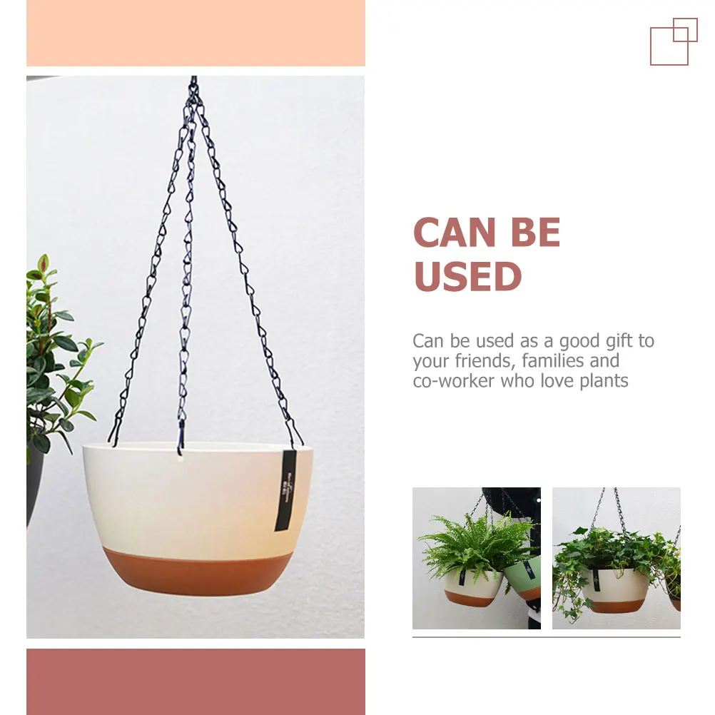 

2 Sets Hanging Basket Flower Pots Lightweight Plastic Wall Planter Self Watering Balcony Garden Indoor Plants Decor