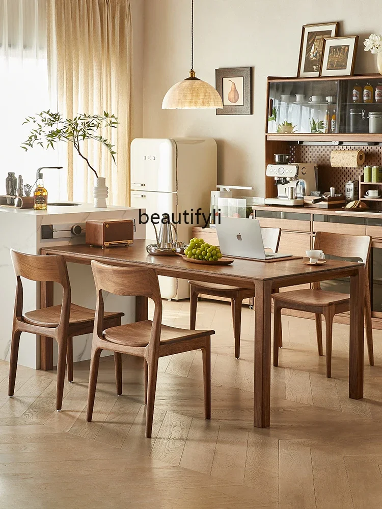 

North America Black Walnut Wood Table Nordic Solid Wood Rectangular Table Restaurant Furniture Dining Table Desk furniture