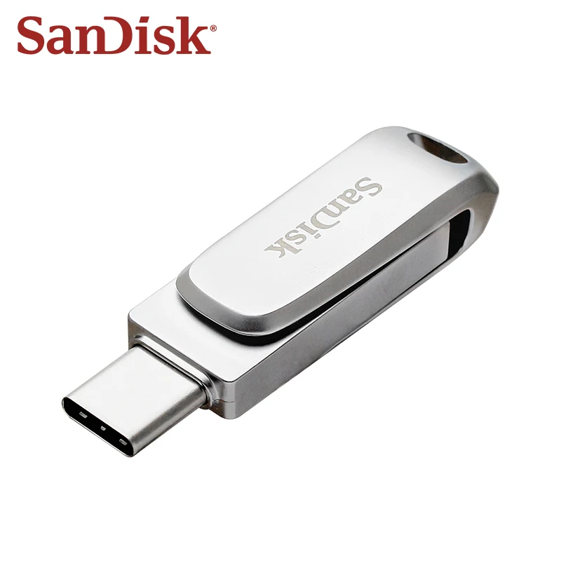 SanDisk Ultra Luxe Type-C USB 3.2 Flash Drive DDC4 Model Silver - Dual Compatibility for Android Phones Computers