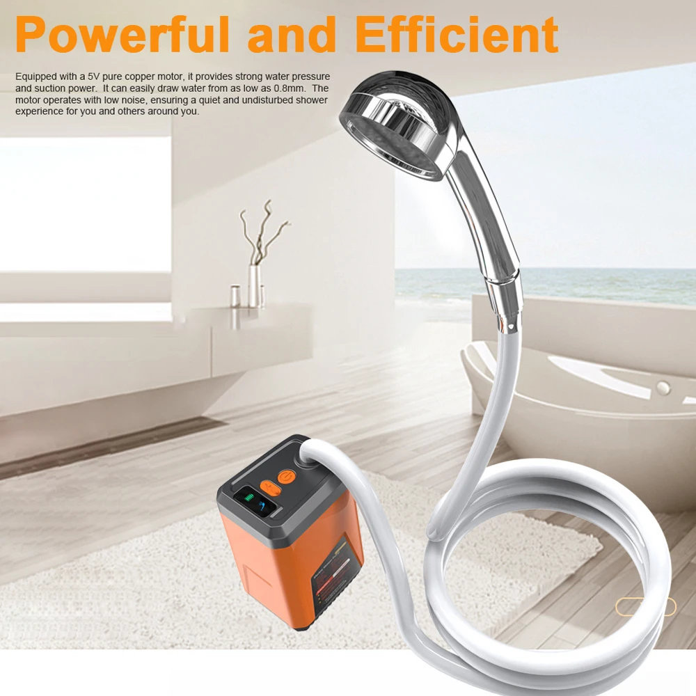 Outdoor Electric Shower Pump Portable Camping Shower Rechargeable Battery Powered Shower Waterproof for Beach Pet Watering