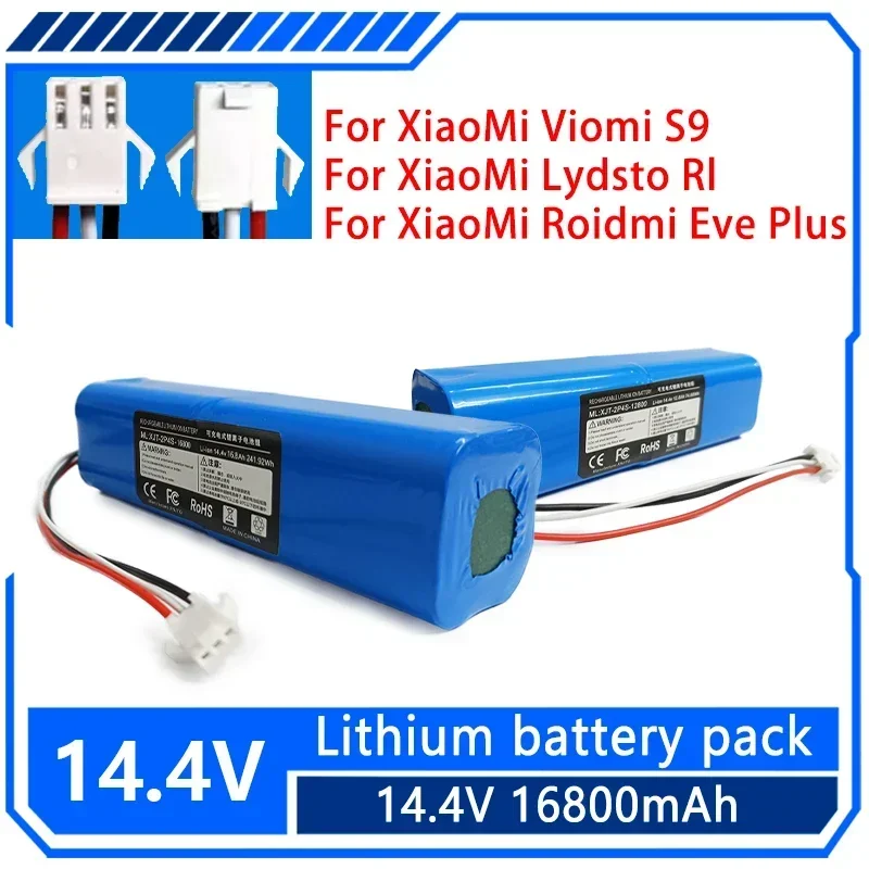 

4P2S 100% Original 14.4V 6800mAh 9800mAh 12800mAh 16800mAh For XiaoMi Viomi S9 Lydsto R1 Roidmi Eve Plus lithium battery