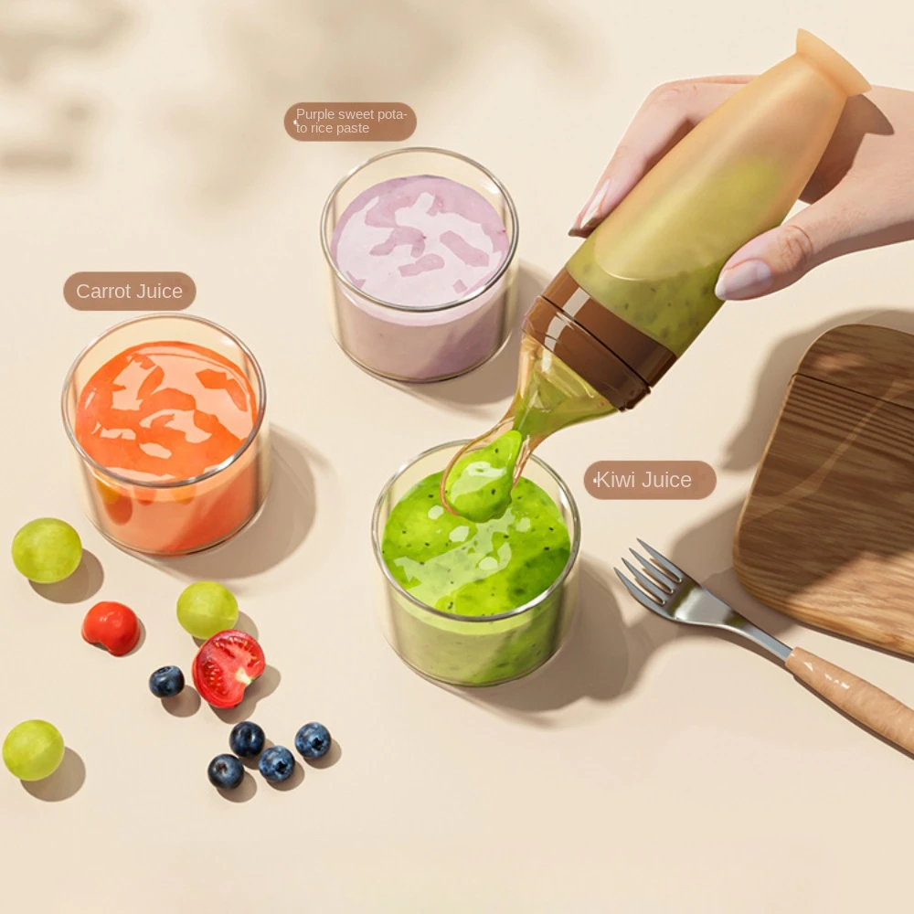 Veilige Nuttige Siliconen Babyfles Met Lepel Voedingssupplement Rijstgraanflessen Knijpen Lepel Melk Voedingsfles Beker