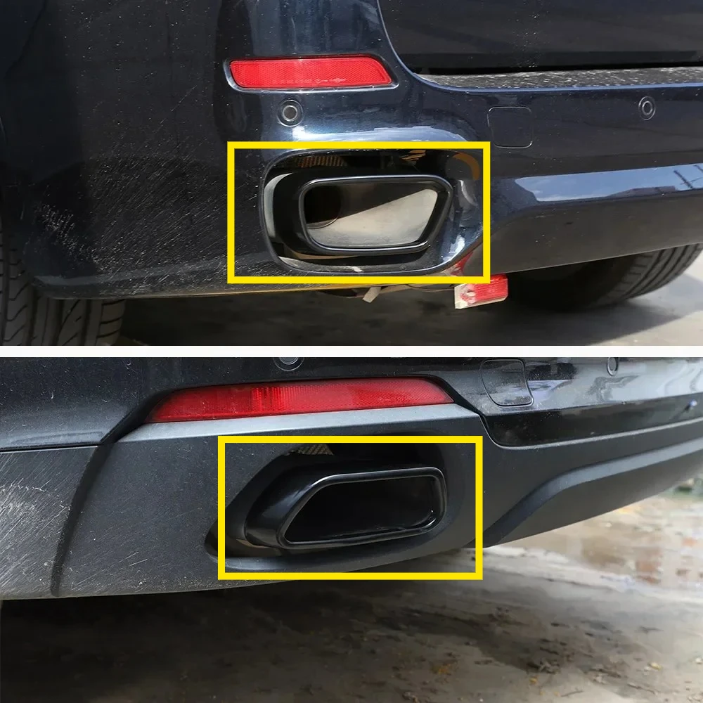 

For BMW X5 F15 G05 X6 F16 X7 G07 2014-2021 40d 50i M Sports Stainless Car Black Car Exhaust Pipe Cover Stickers Car Accessories