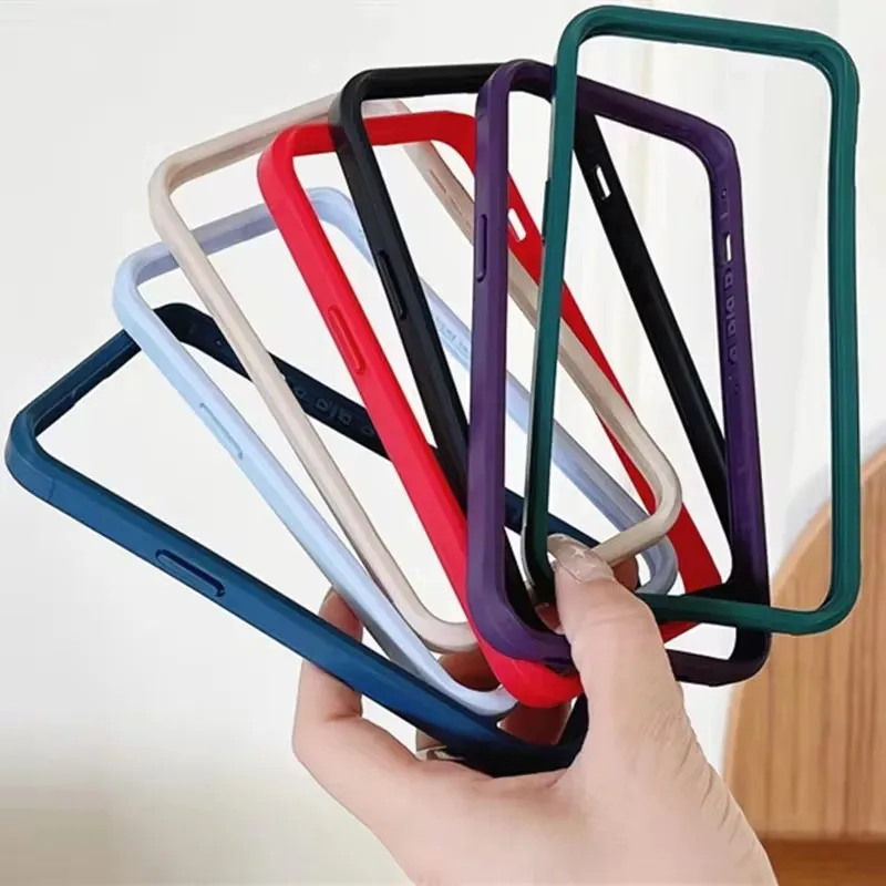 

Luxury Thin Matte Soft TPU Bumper Frame Side Phone Case for iPhone 15 14 13 12 11 Pro Max 15 14 Plus Anti-Knock Protective Cover