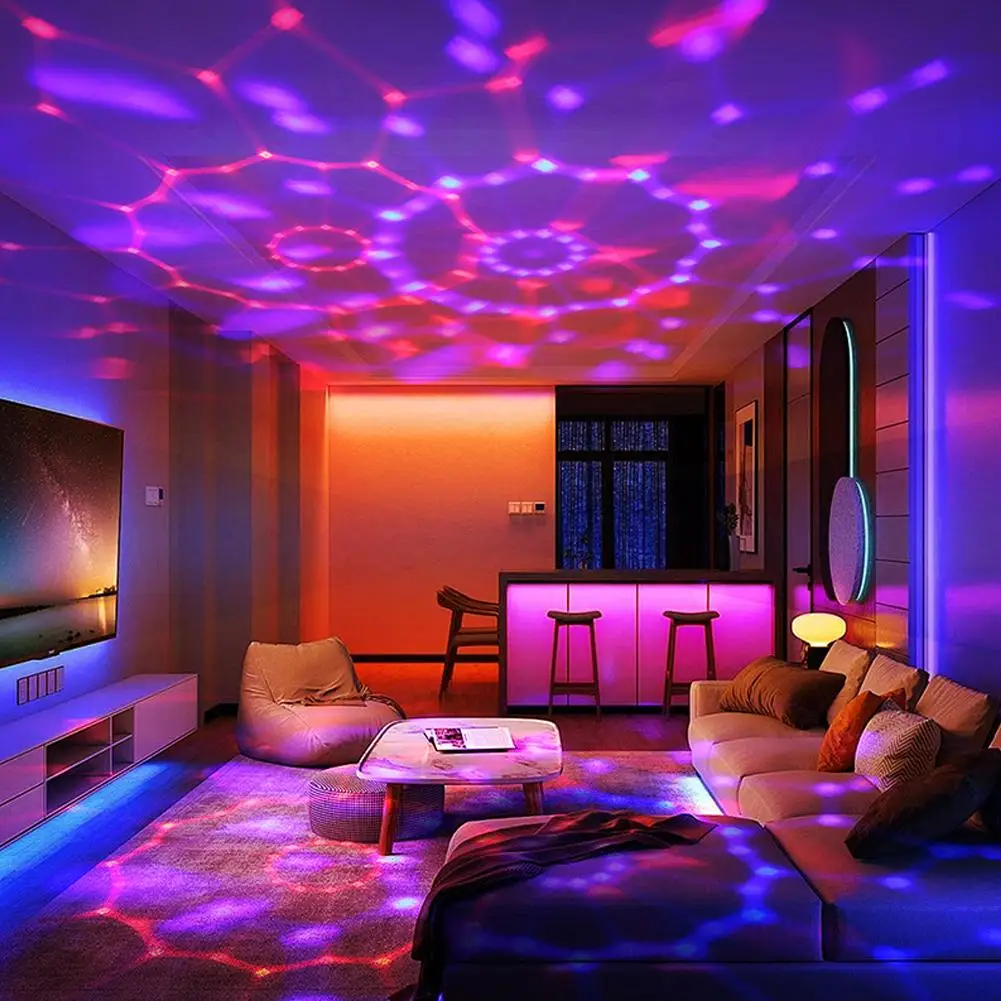 Voice Controlled USB Ambient Light Music Flashing Colorful Rhythm Lamp with Suction Cup for Interior Decoration