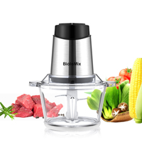 Biolomix Electric Food Processor Chopper Two Speeds 1.8L Glass Bowl Blender Meat Grinder For Babyfood Vegetables Onion Garlic