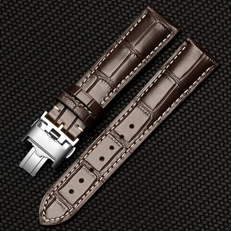 Crocodile Pattern Cowhide Men's Strap 19 20 21 22m, Suitable for Famous Craftsmen/moon Phase/Rosewood Comcast Watch Strap