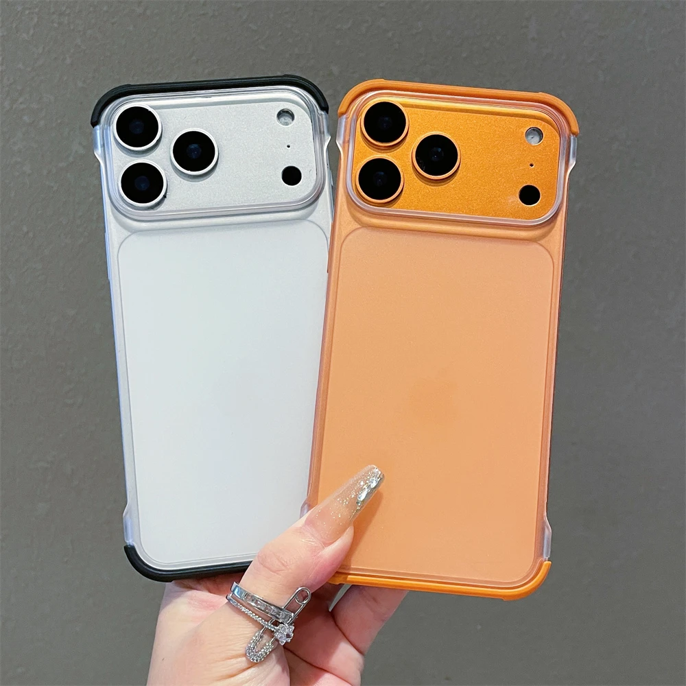 Funda de teléfono ultrafina mate sin marco para iPhone 17 Pro Max 16 Plus 15 14 13 12 cubierta transparente esmerilada a prueba de golpes de cuatro esquinas