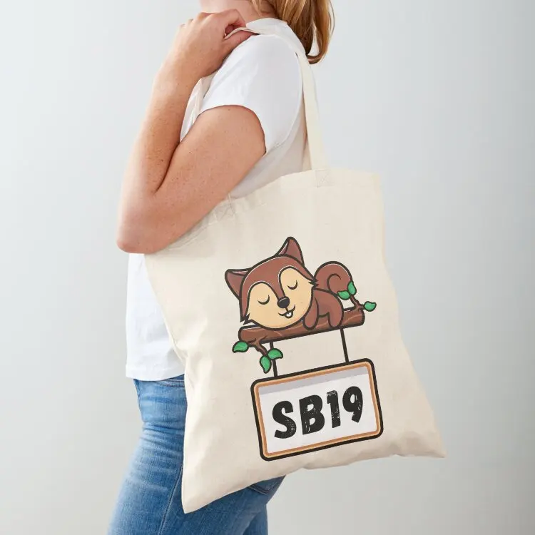 

SB19 Merch PPOP Filipino Boy Bands Squirrel T Fitted V-Neck Tote Bag Big bag women Eco bag shoping tote screen