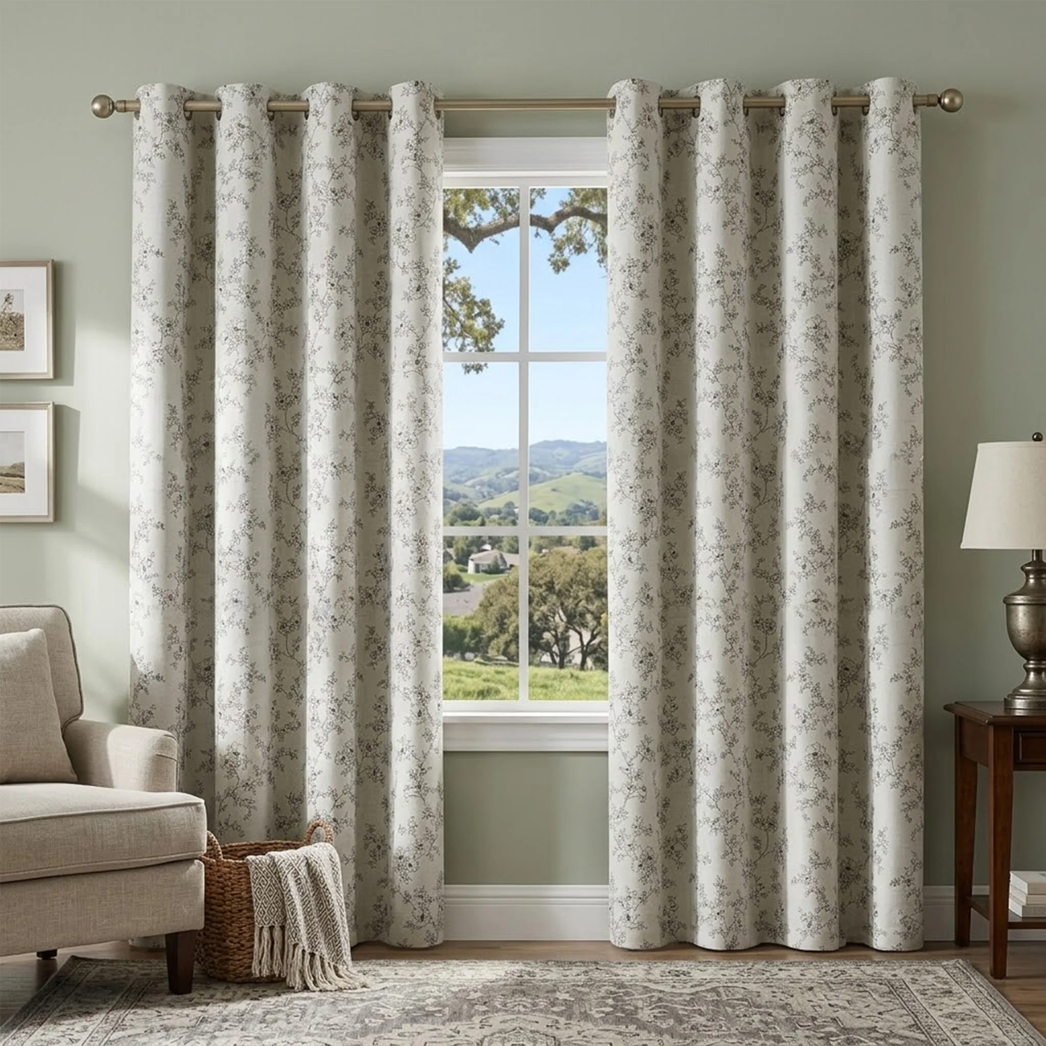 2 Panels Indoor Home Print Polyester Drapes, Grommet Top Blackout, Heat Insulated Sun Protection, Enhanced Privacy, Simple To Install for Multiple Household Rooms