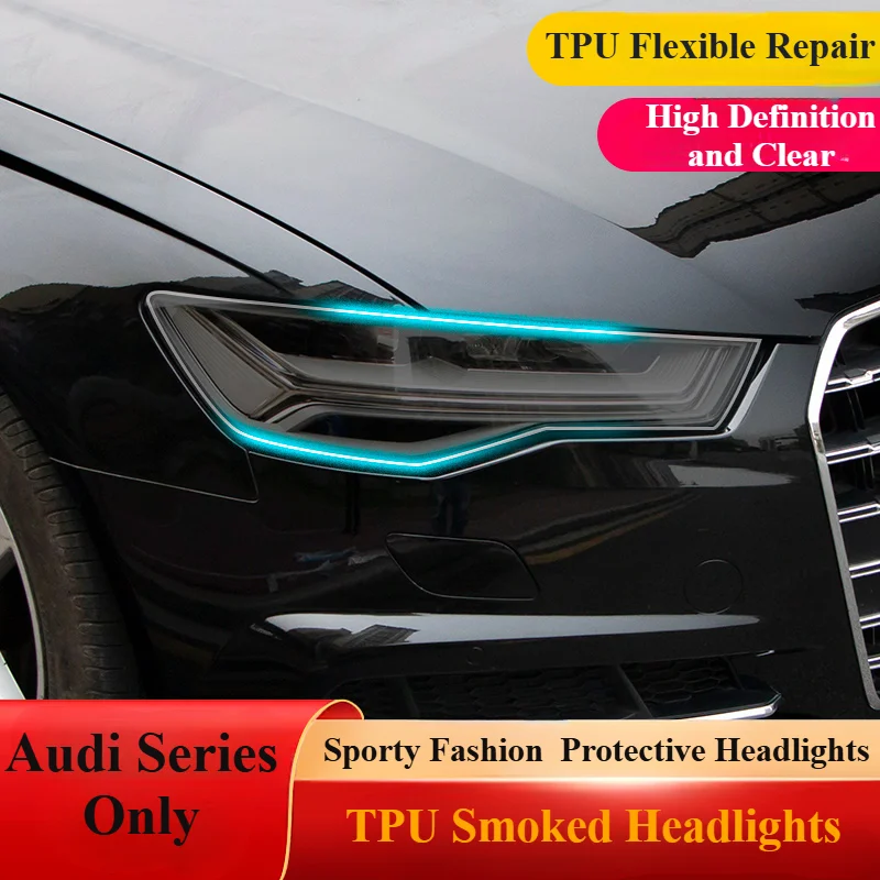 Car Headlight Protective Film Auto HeadlampTrim Film Transparent Smoked Black TPU Sticker For Audi A4L/A6L/A3/Q3/Q5L/Q7/A5/A7/Q8