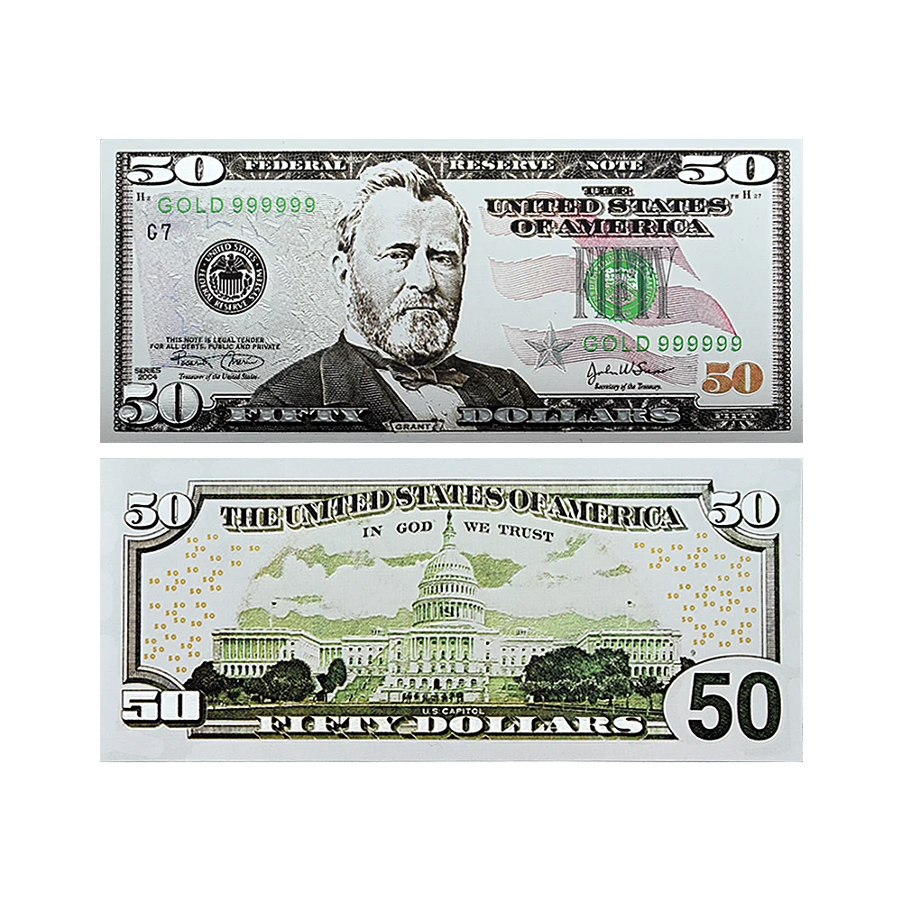 New 1/2/5/10/20/50/100 US Dollar Gold Foil Banknote Home Decoration Plastic Money Collection Business Gift