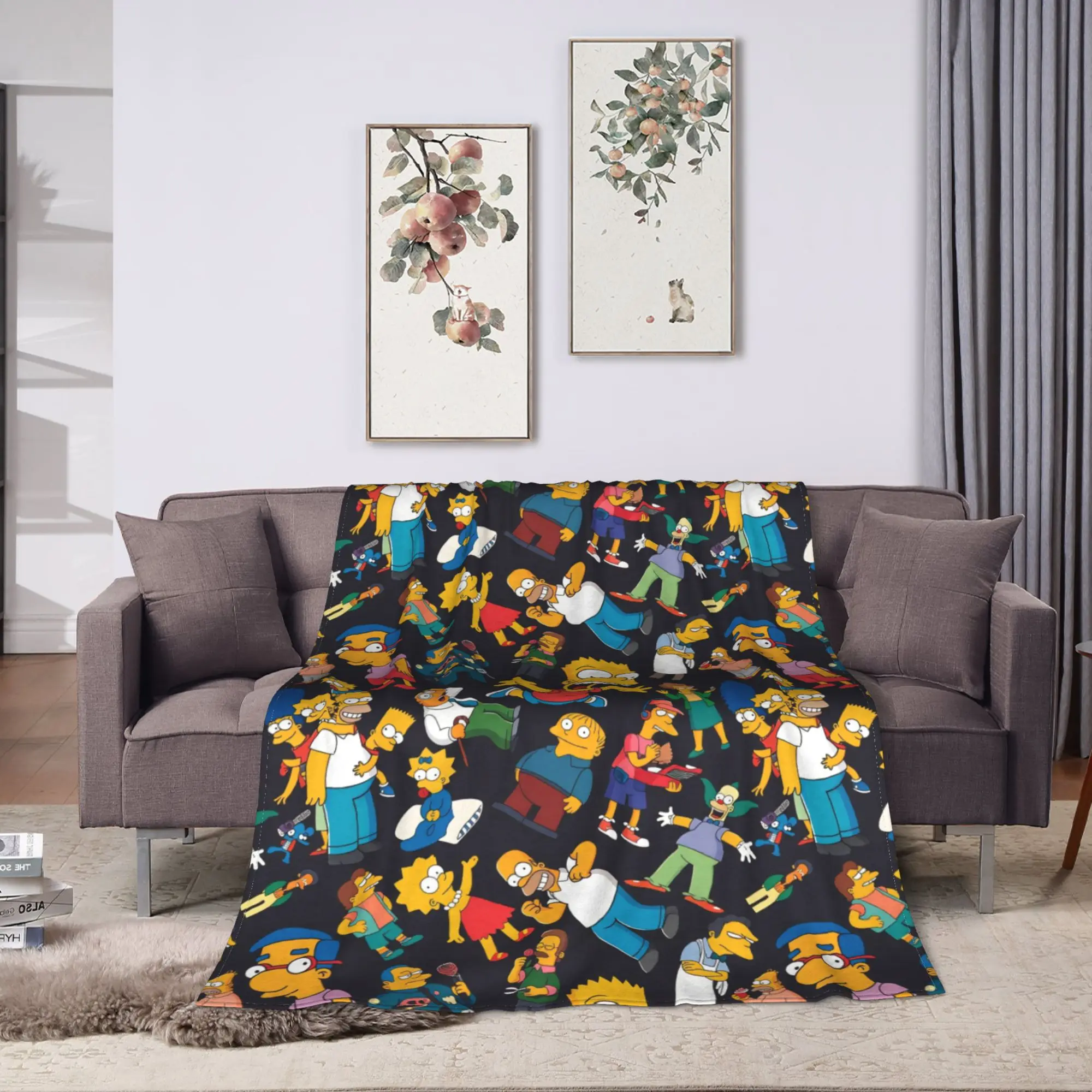 Bart Homer Lisa Marg Blanket The S-Simpsons Super Soft Print Plush Throw Blanket For Living Room Flannel Bedspread Bed Cover