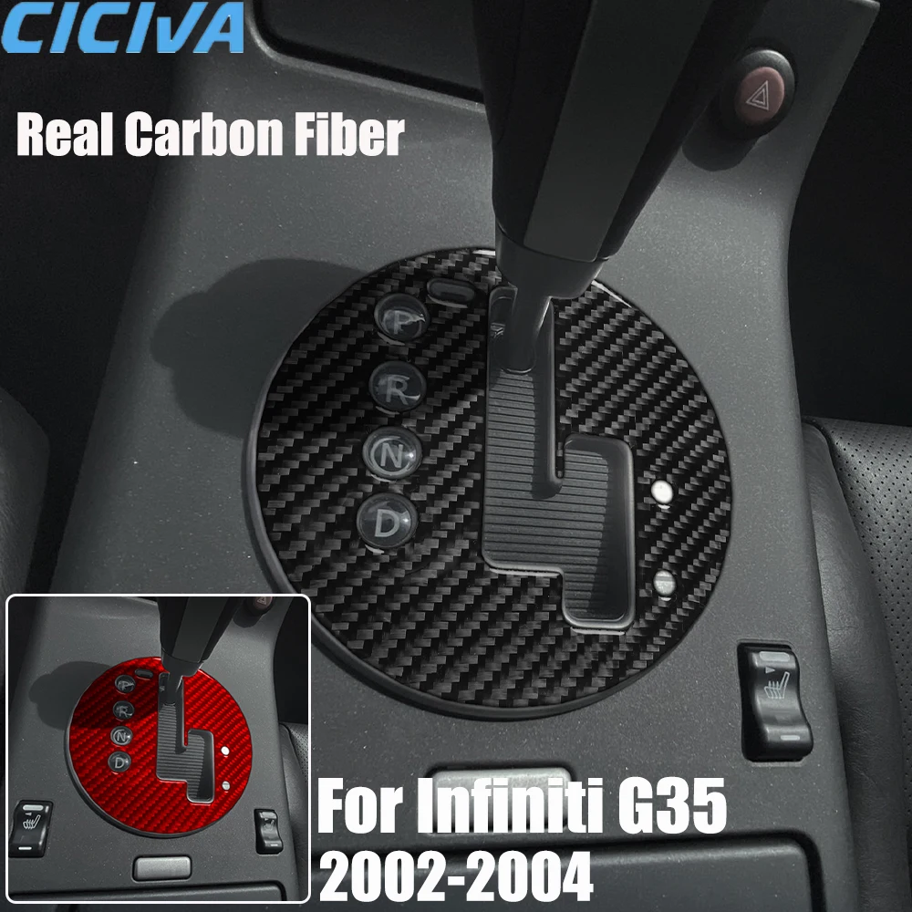 

Real Carbon Fiber Car Accessories Gear Shift Panel Decorative Trim Cover Soft Sticker For Infiniti G35 V35 2002 2003 2004