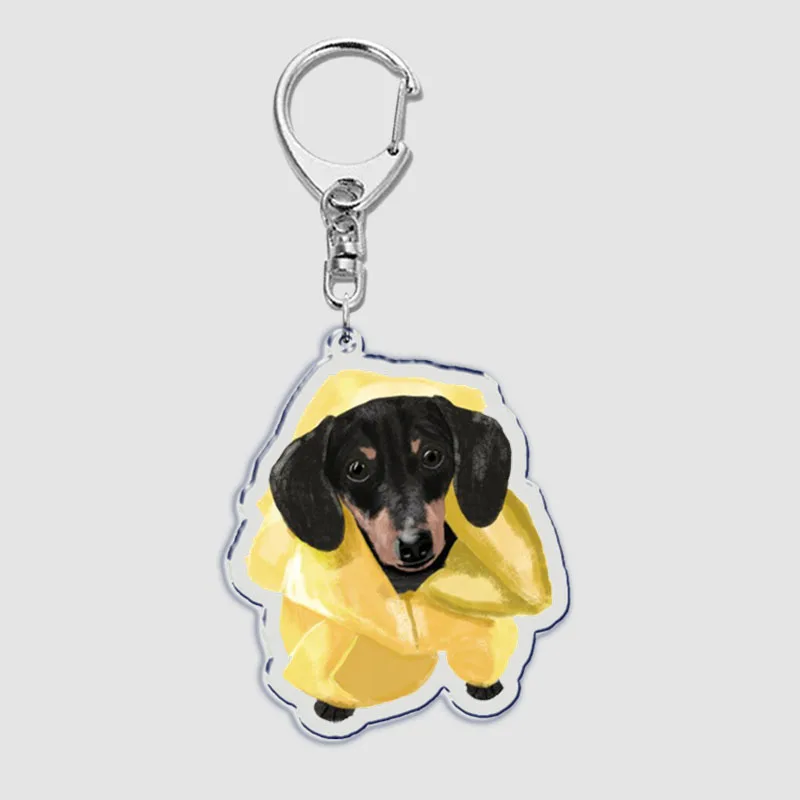 Cute Sausage Dog Funny Key Chain Keychains Ring for Accessories Bag Pendant Keyring Jewelry Pet Dachshund Meme Friends Gifts