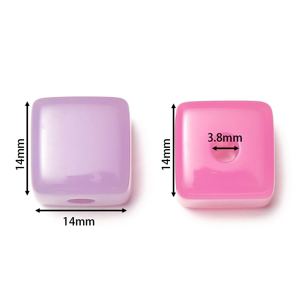 10pcs/lot Acrylic Jelly Colored Square Shape Beads Big Bracelet Loose Beads For DIY Jewelry Making Necklace Craft Accessories