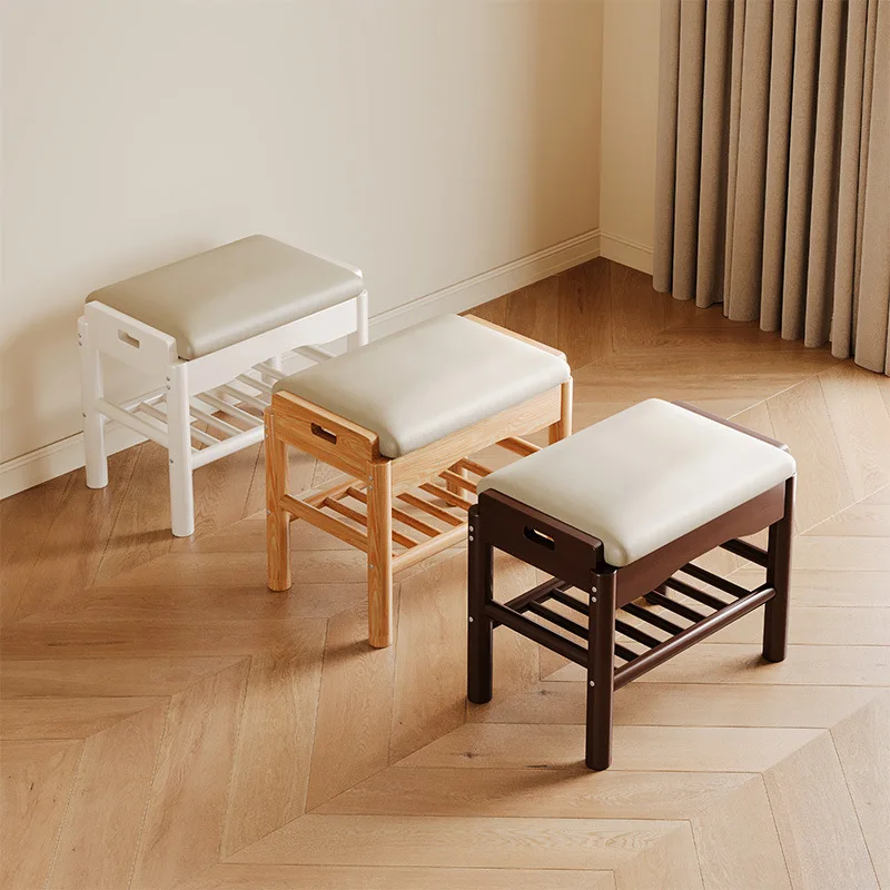 مقعد تغيير الأحذية من الخشب الصلب، وحدة صغيرة في مهجع، رف أحذية حديث وبسيط، مقعد مدخل، مقعد يرتدي الأحذية المنزلية