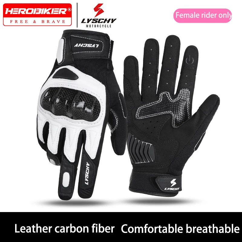 

Summer Women Motorcycle Gloves Short Knight Carbon Fiber Drop Protection Gloves Leather Wearable Breathable Riding Gloves