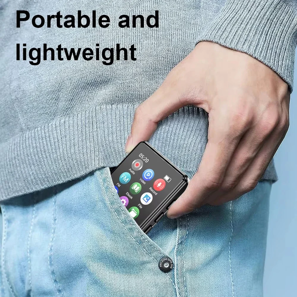 1.8 بوصة تعمل باللمس مشغل موسيقى MP3 المحمولة HIFI مشغل MP4 بلوتوث 5.0 HIFI الصوت للكتاب الإلكتروني راديو FM تسجيل تشغيل الفيديو