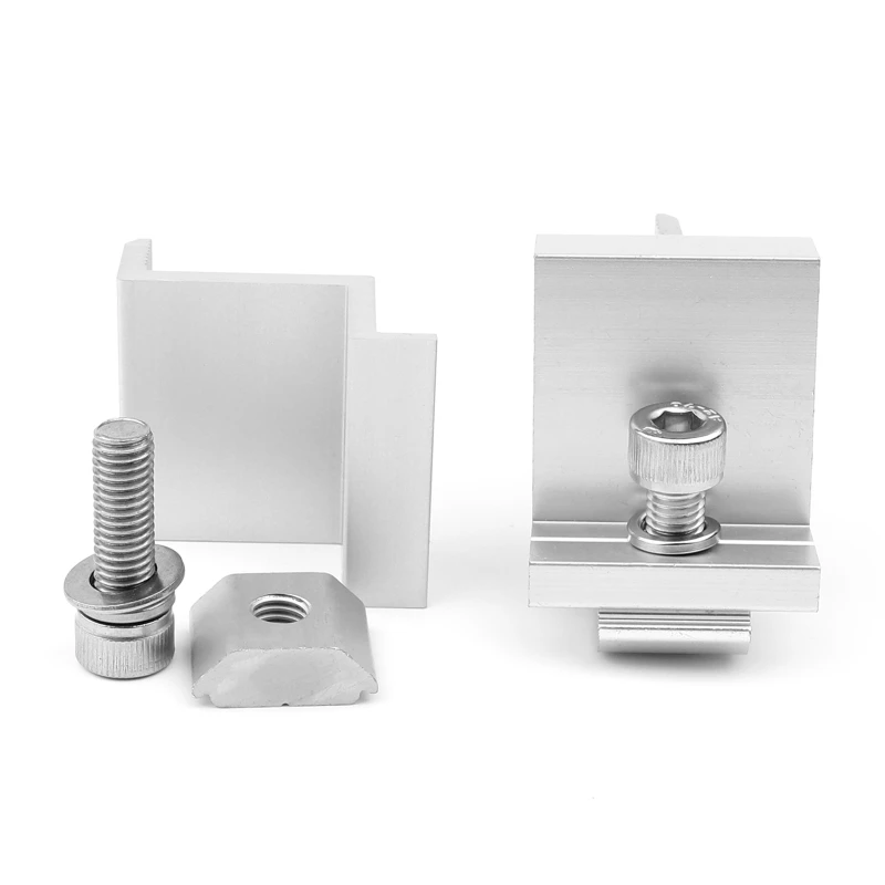 Solar Panel Mounting Fixing Clamp Adjustable Z Bracket Metal End & Mid Clamp PV Panel Clip for Solar System Install Accessories