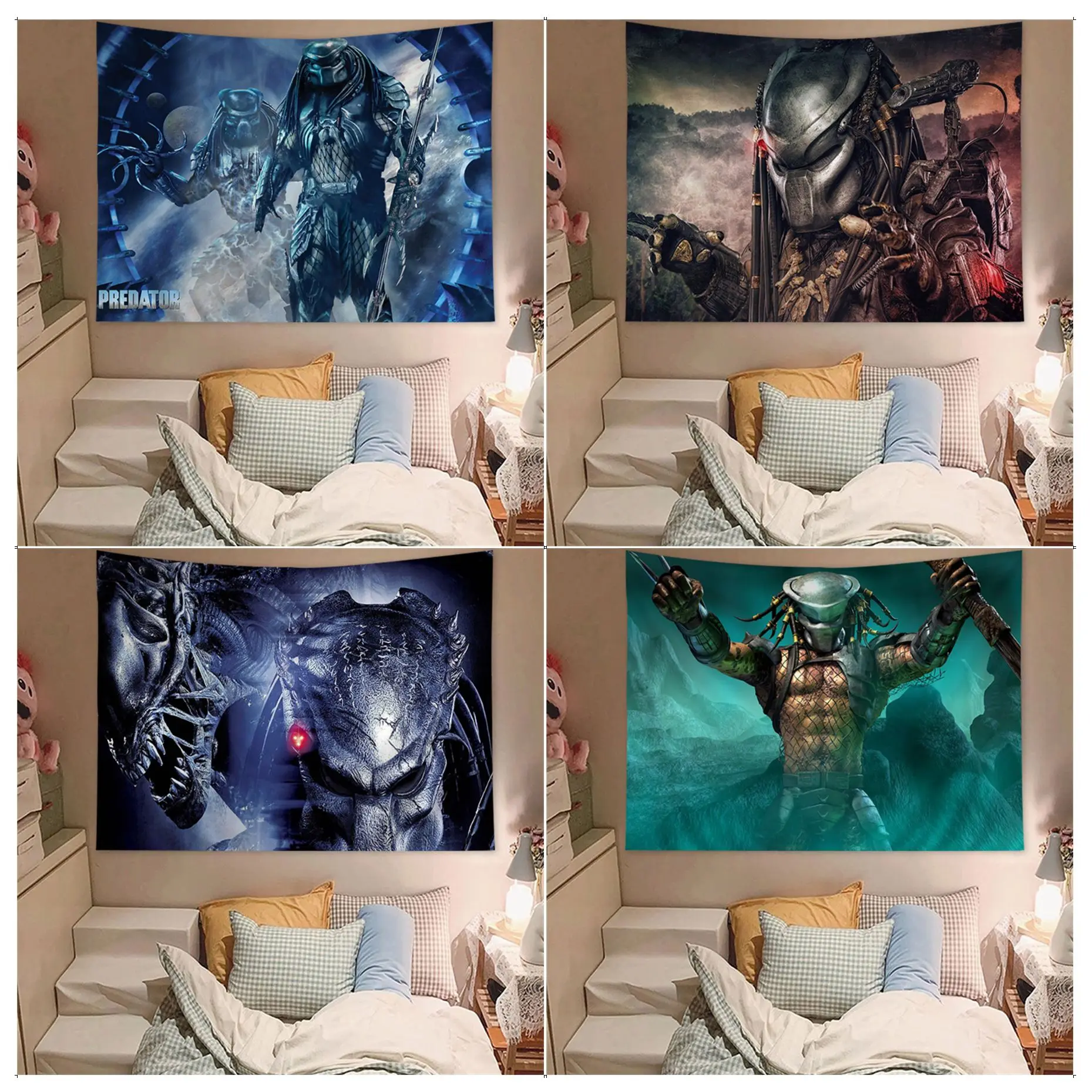 Alien vs Predator Tapestry Chart Tapestry for Living Room Home Dorm Decor Art Home Decor