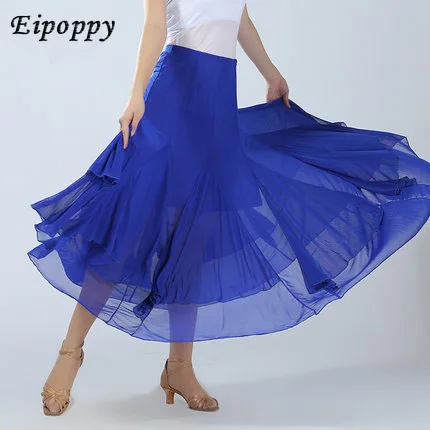 女性のための長いボールルームダンススカート、モダンな標準のウォーツコンペティションドレス、ベリーラタンゴスカート