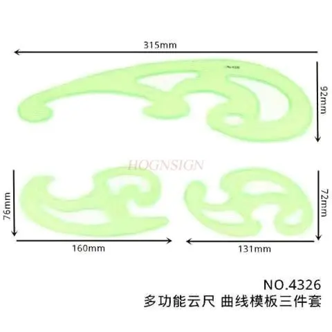 3pcs Manga cloud ruler clothing curve ruler design curve board template cloud ruler