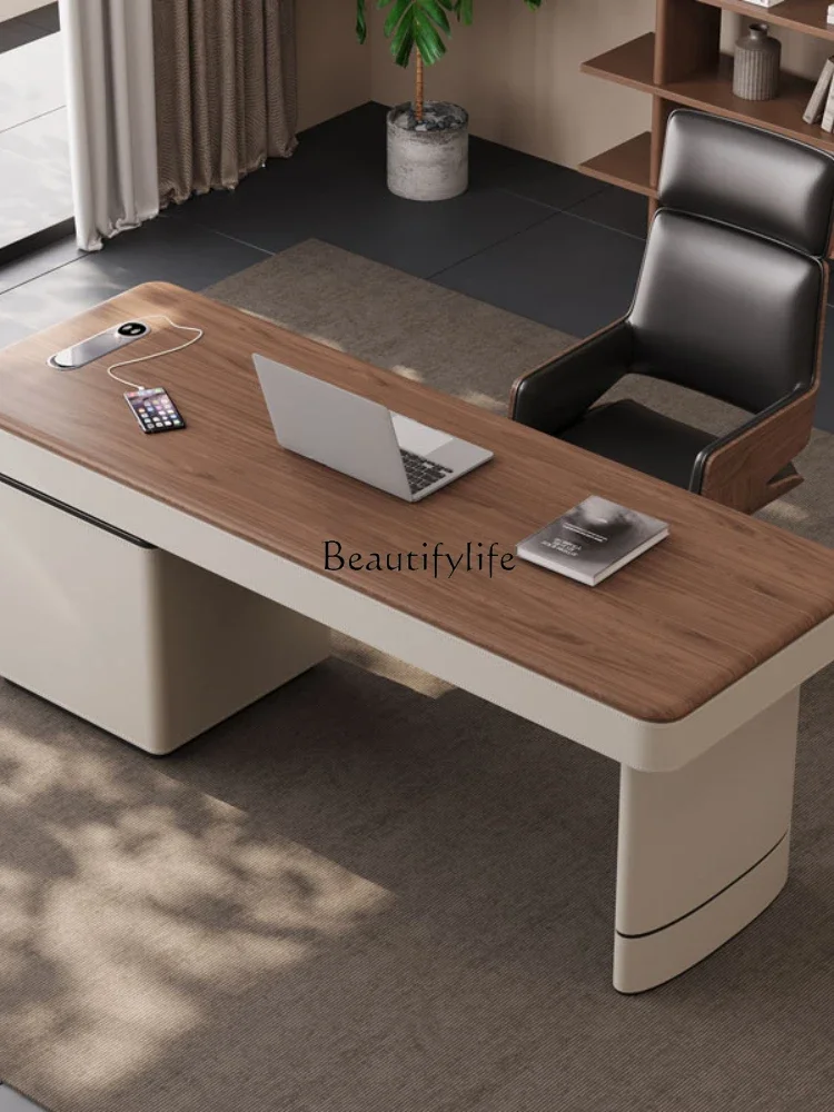 Italian solid wood integrated retro desk with drawers computer desk