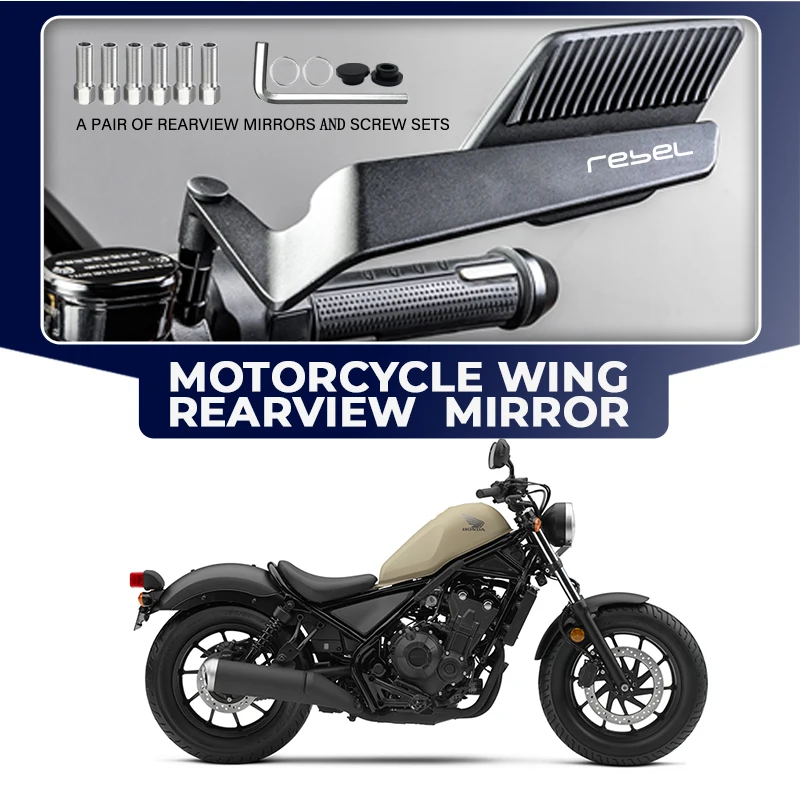 

Folding Motorcycle Wind Wing Aluminum Alloy Side Rearview Mirror For Honda Rebel CMX 300 500 CMX300 CMX500 Riding Upgrade Mirror