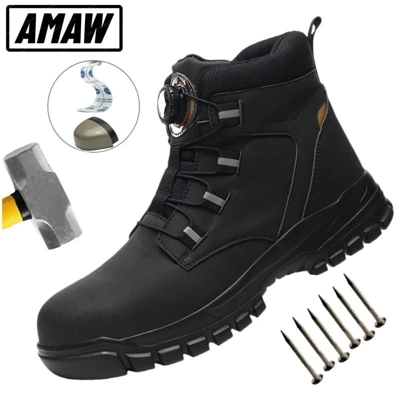 

Waterproof Men's Protective Boots, Steel Toe Safety Boots, Anti Smashing And Anti Stabbing Work Boots, Anti Slip Safety Shoes
