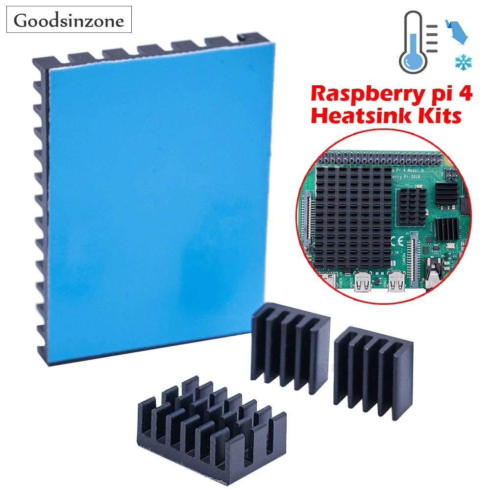 Disipador de calor para Raspberry Pi 4 b, disipador de calor de aluminio con cinta térmica para Raspberry Pi 4 Modelo B, 4 unids/lote