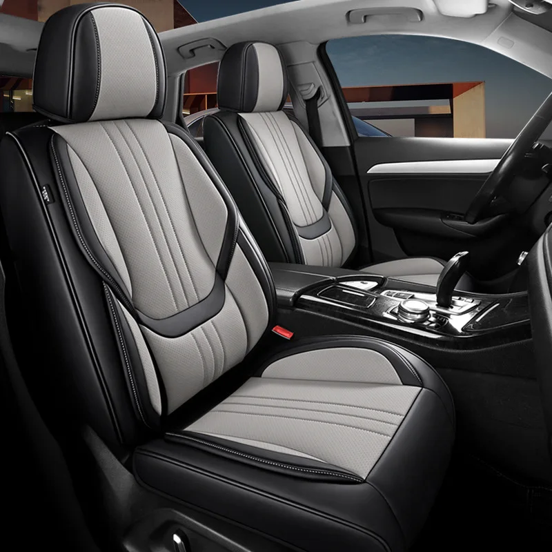 

Универсальные всесезонные чехлы на автомобильные сиденья, полный комплект для Mazda CX5 CX30 Volvo V40 Renault Megane Clio 3 Rav4, автомобильные аксессуары из искусственной кожи