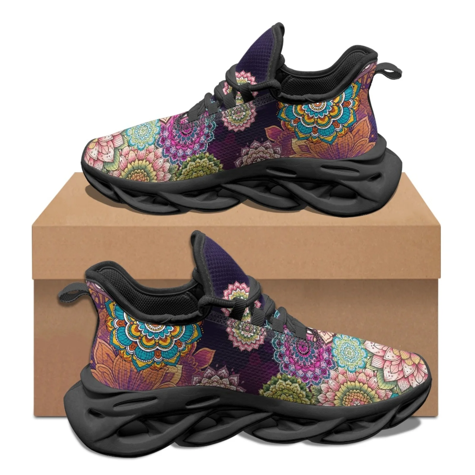 PENSTROLL Comfortable Men's Running Shoes Non Slip Men's Trail Running Shoes for Training Boys Mandala Floral