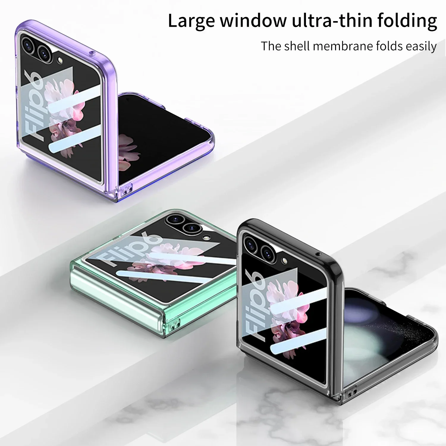 Funda de lujo de tacto suave para Samsung Galaxy Z Flip6 Z Flip5, funda transparente con Protector de pantalla HD