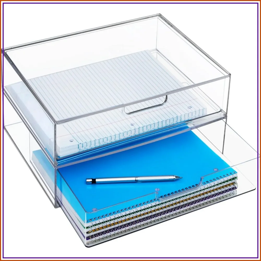 Stackable Organizer Drawers Set of 2 Clear 12.5