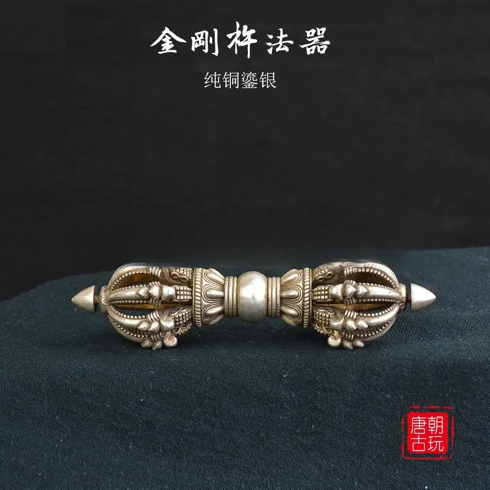 

Antique bronze Buddha ware Jingang pestle with nine strands of pure copper and silver gilded Vajra pestle Collection Metal