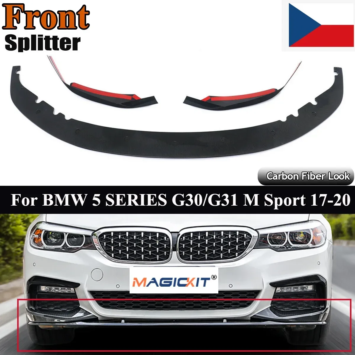 MagicKit FOR BMW 5 SERIES G30 G31 M SPORT FRONT DIFFUSER SPLITTER LIP SPOILER CARBON FIBE