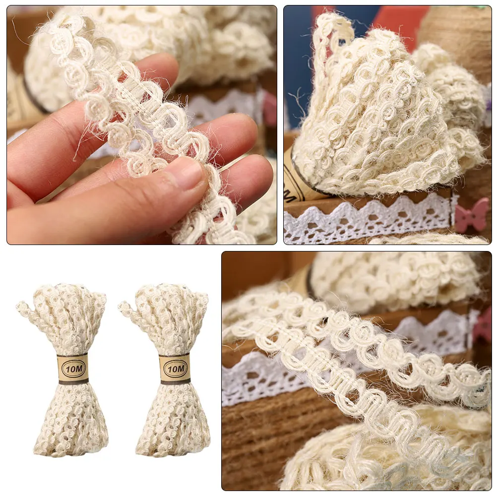 

Linen Ribbon 2 Rolls Creamy White High Quality Flax Webbing DIY Crafts Gift Packing Ribbon Striped Webbing Christmas Decor