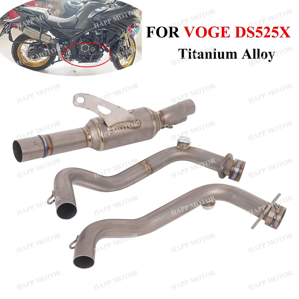

Titanium Alloy For VOGE DS525X Motorcycle Exhaust Front Link Pipe Slip On DS525X Pipe Connect Original Diameter
