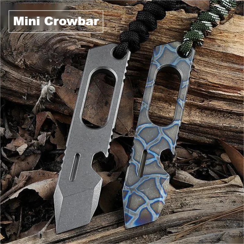 100mm EDC Titanium Alloy Crowbar Hand Tools Outdoor Camping Self-defense Gear Multifunction Bottle Opener With 2*14mm Grooves