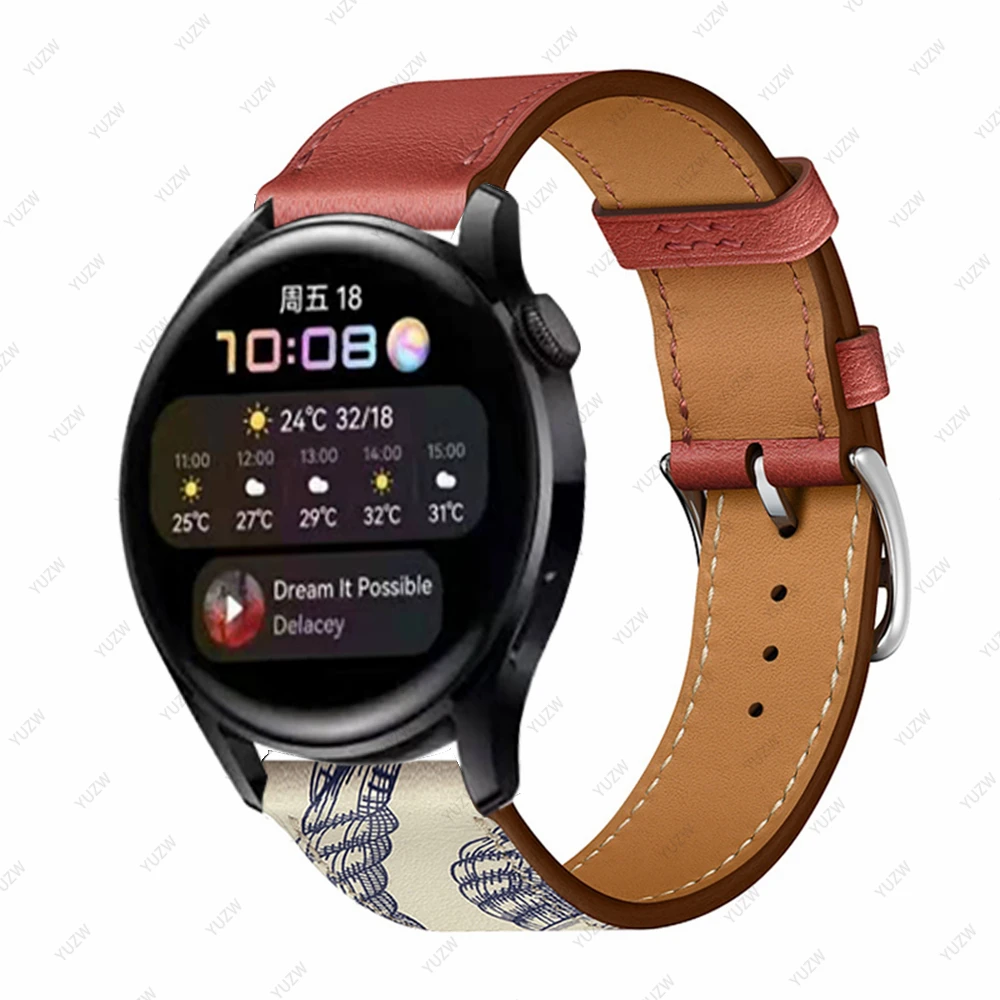 20/22mm Leather Strap for HUAWEI WATCH 3 GT 2 Pro GT3 42mm 46mm Luxury Band Bracelet for HONOR Magic GS Wristbands  Accessories