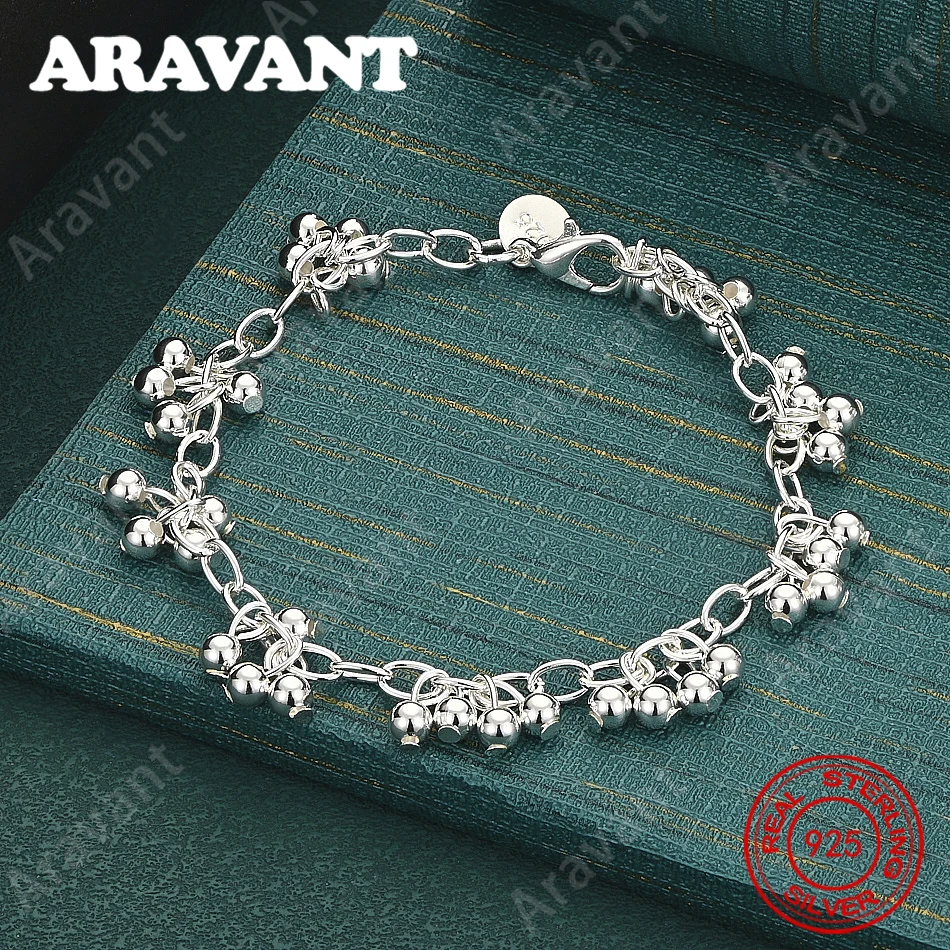 925 Sterling Silver Grape Bead Hollow Chain Bracelet For Women, Suitable For Commute, Christmas Gifts, And Jewelry