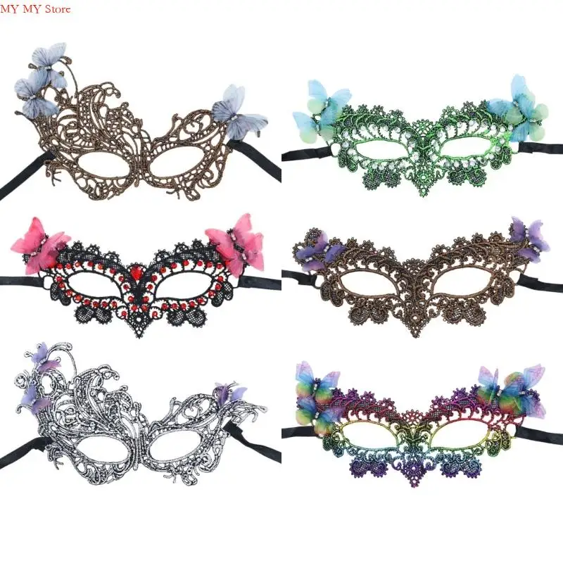 

N1HE Women Masquerades Mask с стразами мяч для выпускной маски венецианцы маска наполовину кружевную маску Eyemask Mardi Gras