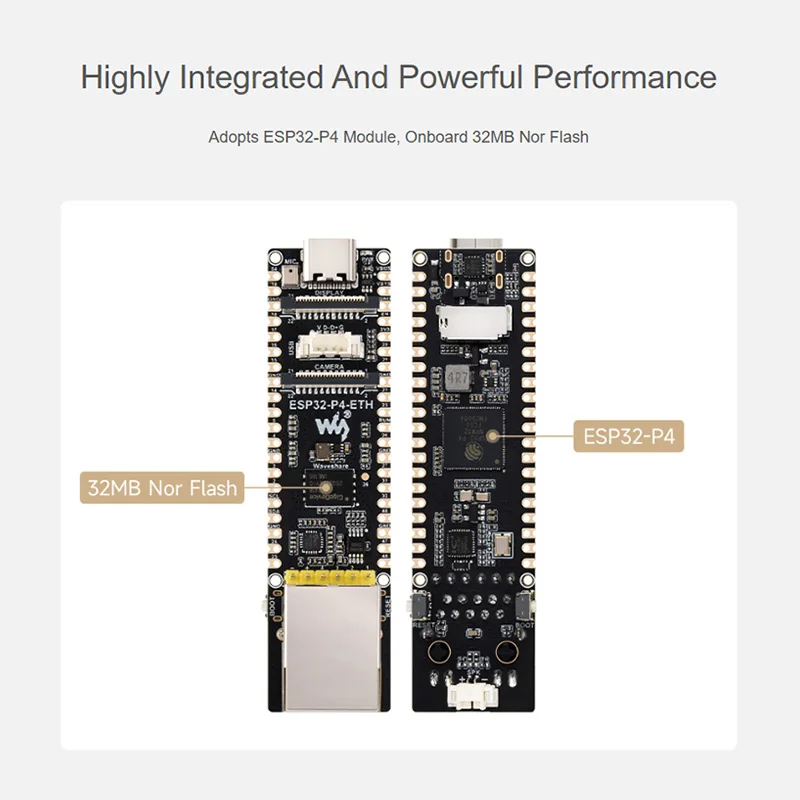 Waveshare ESP32-P4-ETH Development Board RISC-V MCU 32MB PSRAM 32MB Flash with 100 Mbps RJ45 Ethernet Port PoE Module Optional