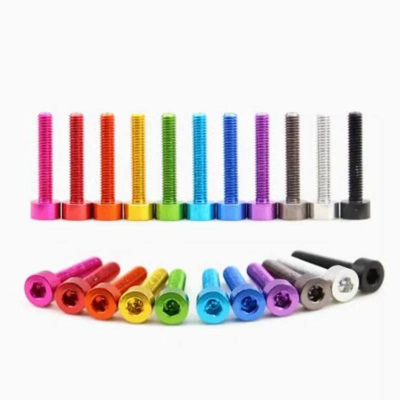 M3 M4 M5 M6 Colourful Aluminum Alloy 7075 Hex Hexagon Socket Cap Machine Screw Bolts Aluminum Allen Screw Length 6-30mm