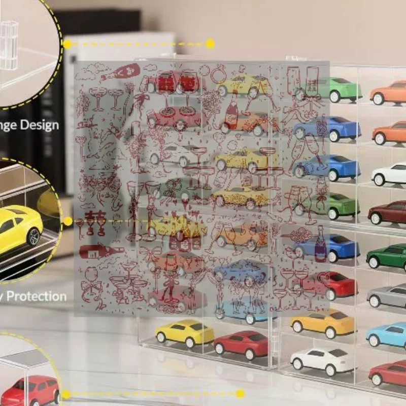 High Quality Plastic Display Cabinet With 1/8 Slots Transparent Art Storage Box For Toy Figurine Car Model Mini Cartoon Doll