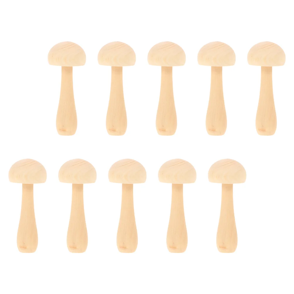 10Pcs Kids Wooden Mushroom DIY Painting Set Unfinished Natural Craft Promote Creativity DIY Wooden Mushroom Kids Painting Craft