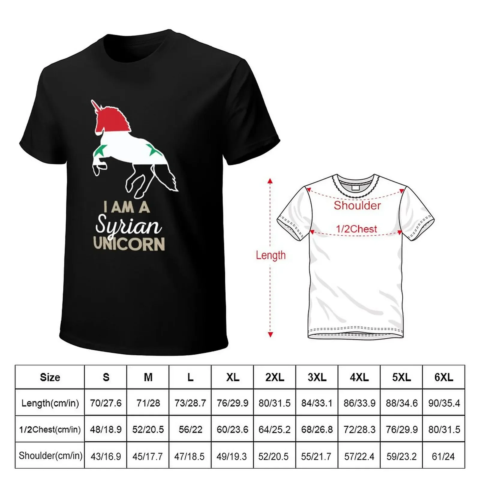 Syria Flag Syrian Unicorn T-Shirt korean fashion baggy shirts street wear mens graphic t-shirts hip hop