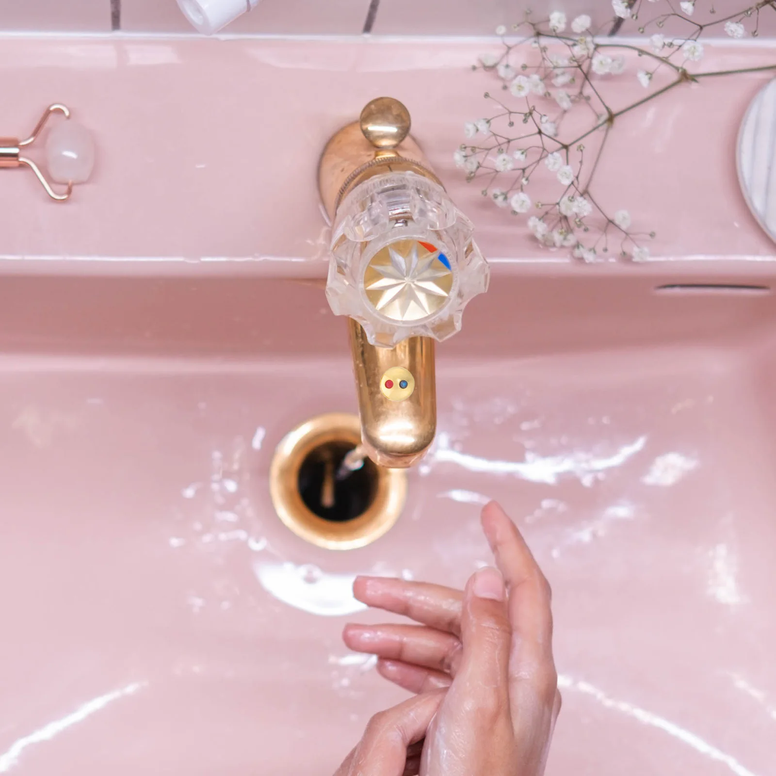 30Pcs Faucet Handle Hole Plugs Clear Temp Indicators Stylish Red Blue Markers for Kitchen Bathroom Rv Sink Tap Cover Practical