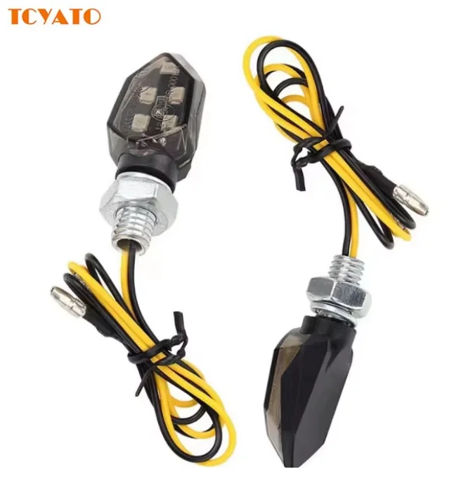 TCYATO 12V Mini Universal LED Motorcycle Indicator Lamp Super Bright Yellow Turn Signal Light Blinker Amber LED Indicators Light
